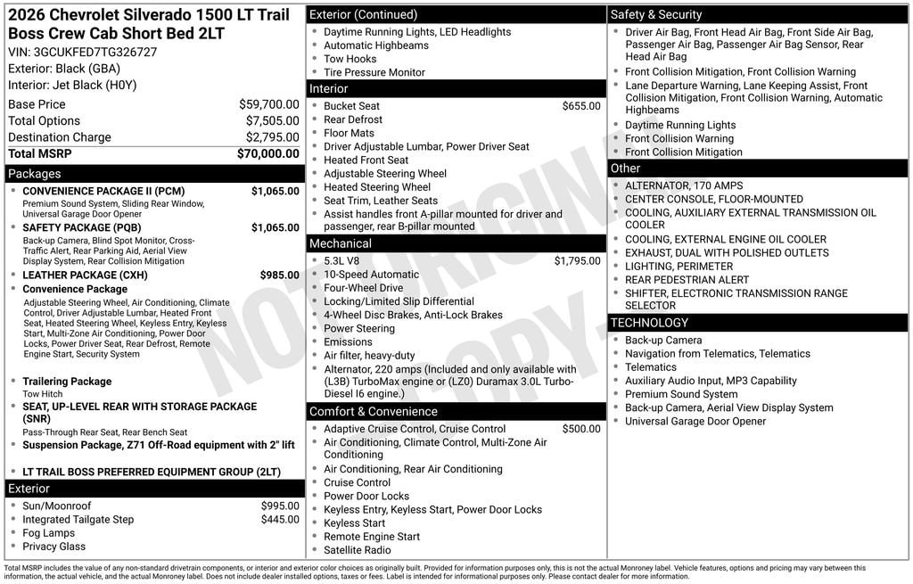 2026 Chevrolet Silverado 1500 LT Trail Boss 4X4 Crew Cab Short Box's photo