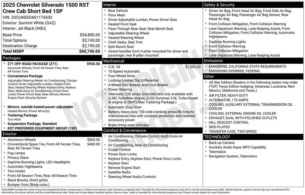 New 2025 Chevrolet Silverado 1500 RST Truck