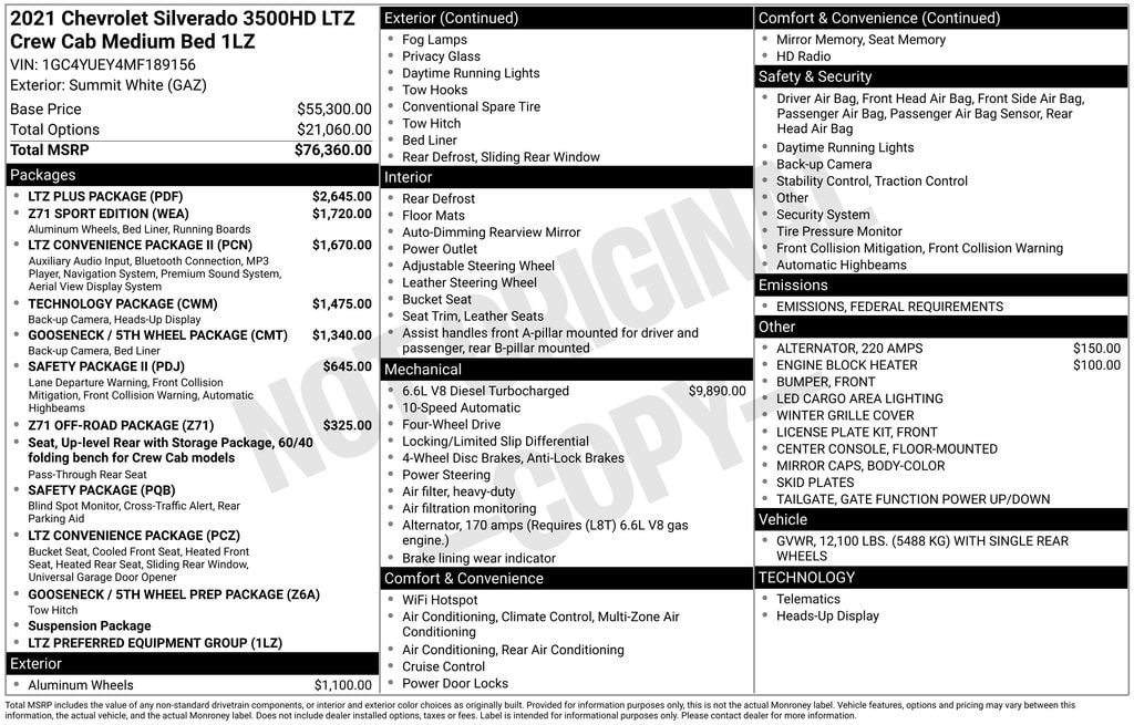 Certified 2021 Chevrolet Silverado 3500 HD LTZ Truck