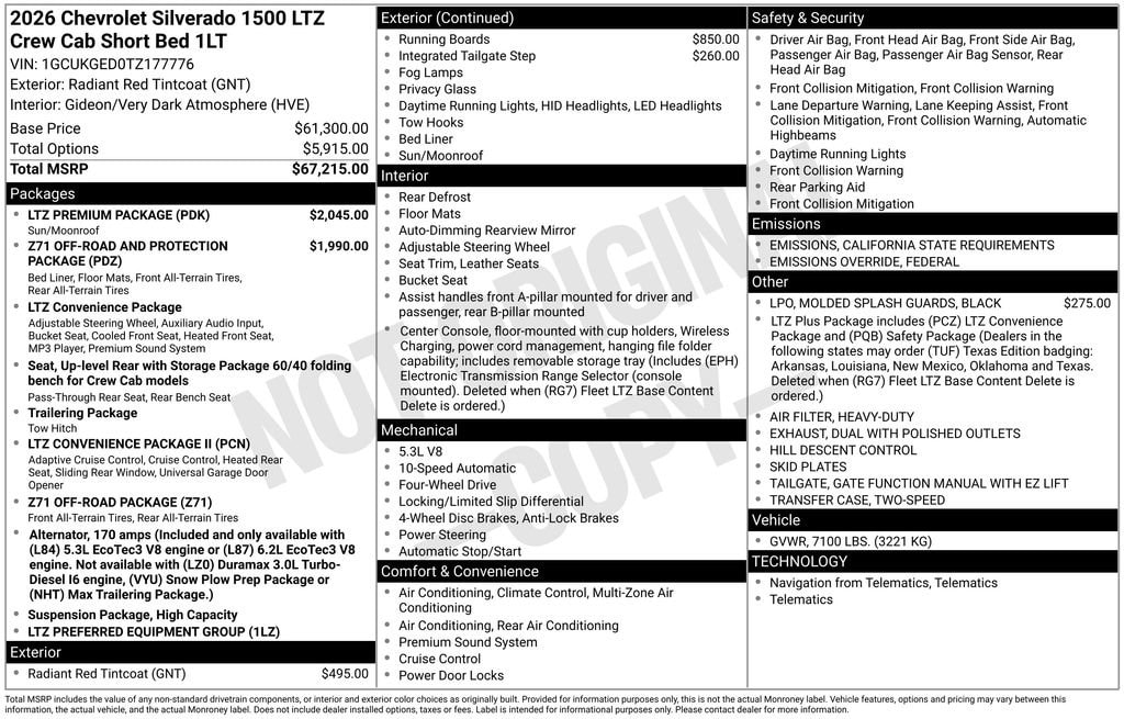 New 2026 Chevrolet Silverado 1500 LTZ Truck