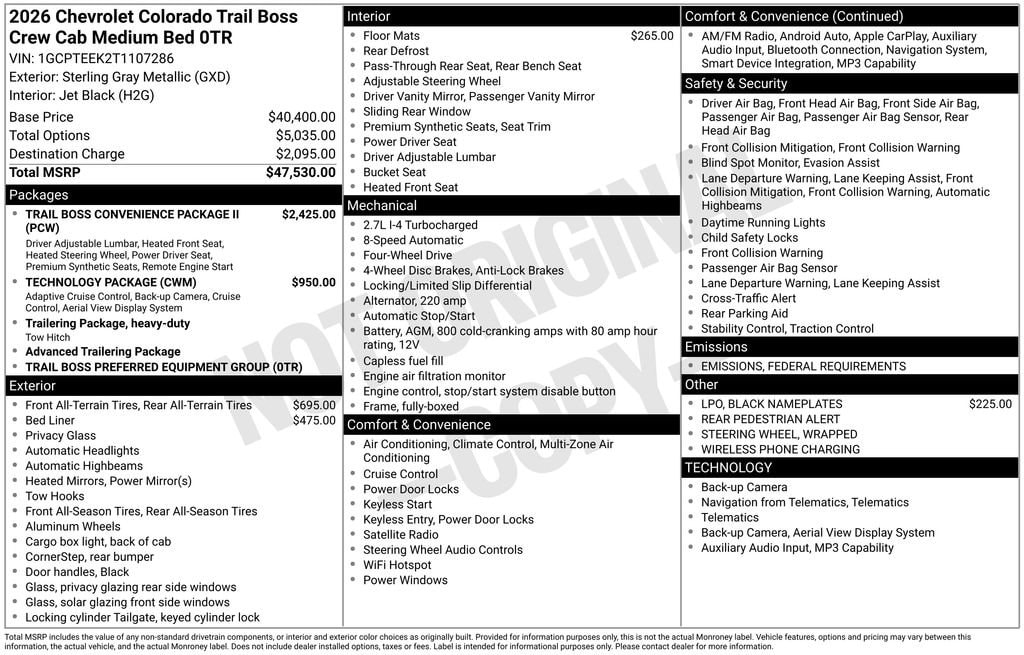 New 2026 Chevrolet Colorado Trail Boss Truck