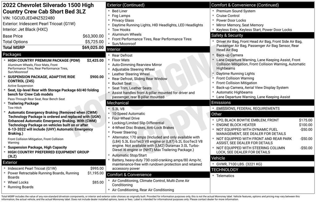 Used 2022 Chevrolet Silverado 1500 High Country Truck