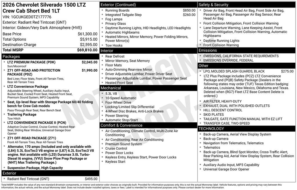 New 2026 Chevrolet Silverado 1500 LTZ Truck