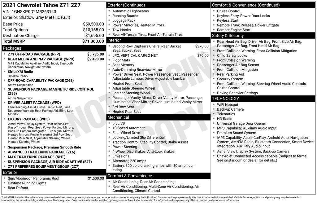 Used 2021 Chevrolet Tahoe Z71 SUV