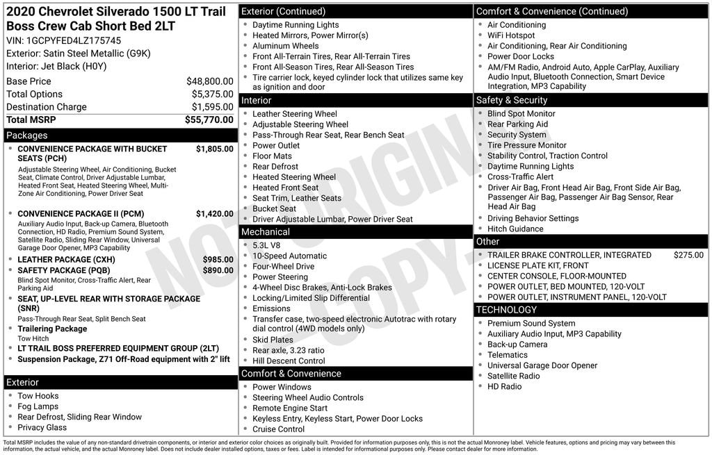2020 Chevrolet Silverado 1500 LT Trail Boss 4X4 Crew Cab Short Box's photo