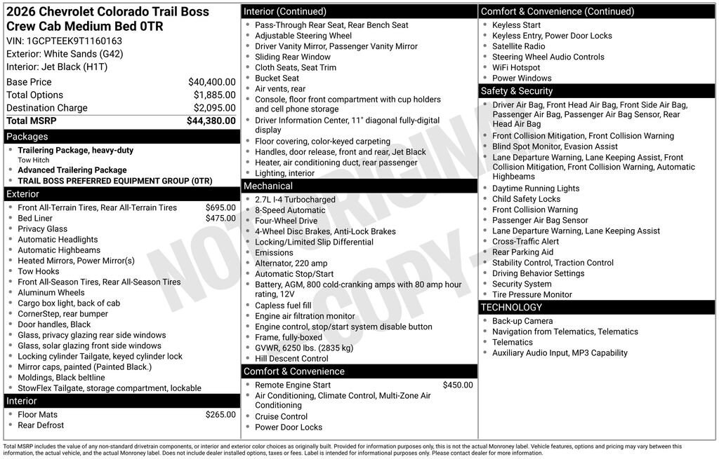 New 2026 Chevrolet Colorado Trail Boss Truck