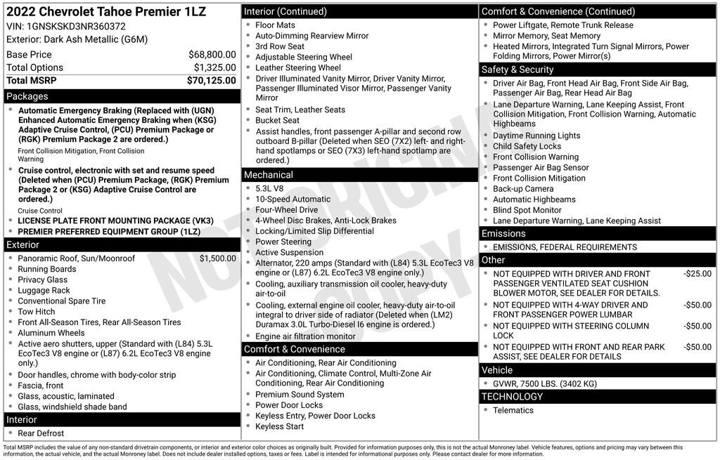 Used 2022 Chevrolet Tahoe Premier SUV