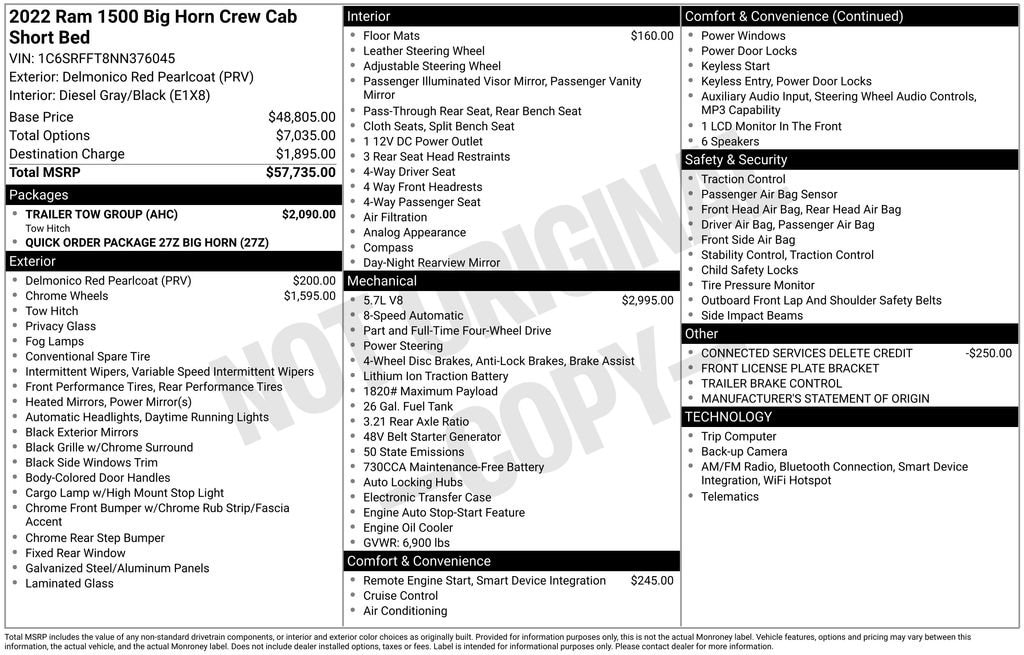 2022 RAM 1500 Big Horn/Lone Star 4x4 Crew Cab 5'7's photo