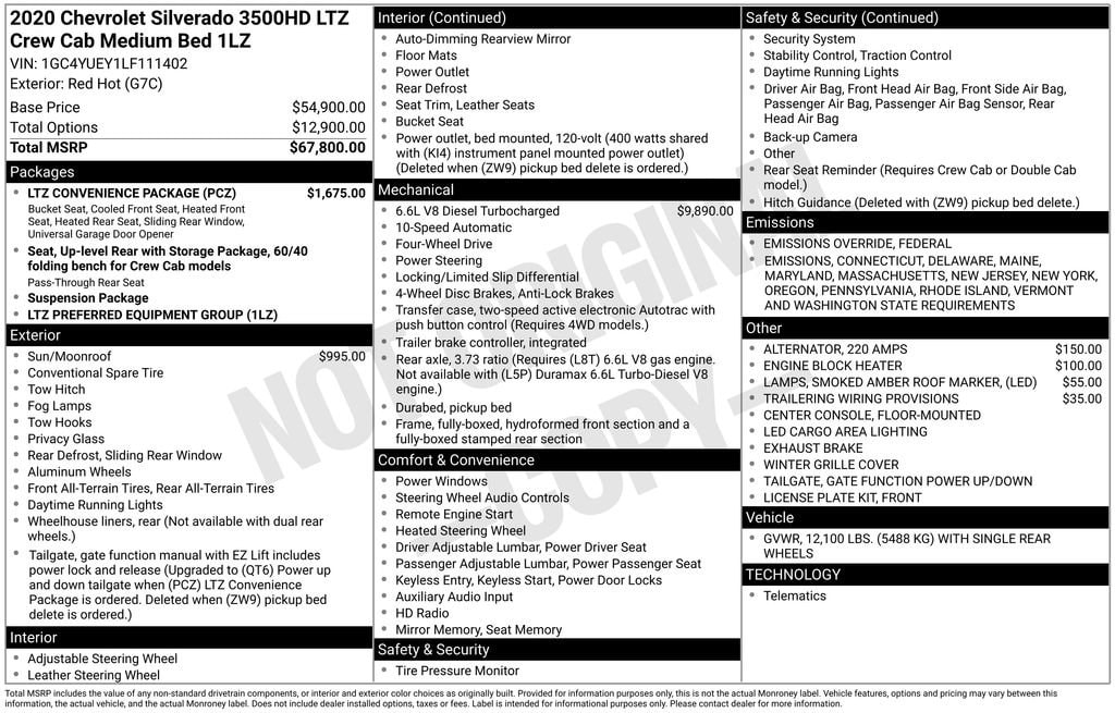 Used 2020 Chevrolet Silverado 3500 HD LTZ Truck