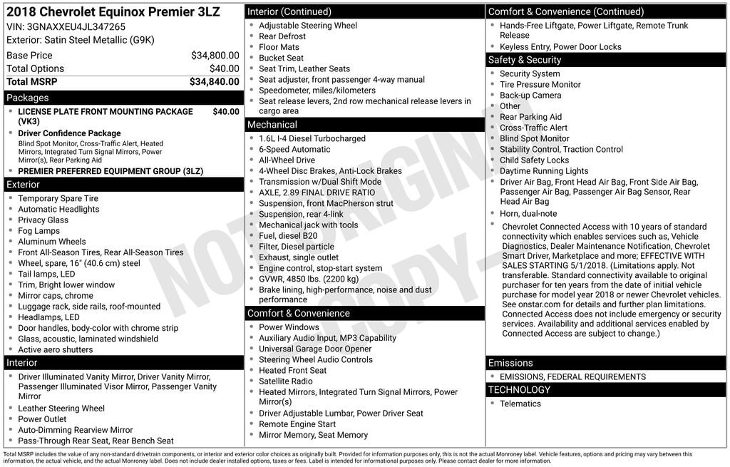 Used 2018 Chevrolet Equinox Premier SUV