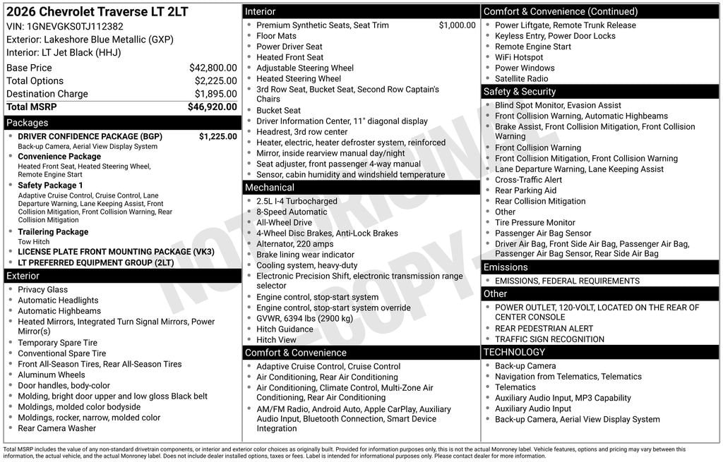 New 2026 Chevrolet Traverse LT SUV