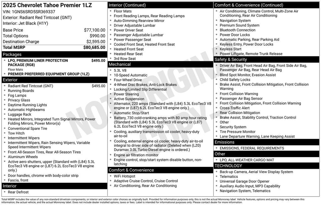 New 2025 Chevrolet Tahoe Premier SUV