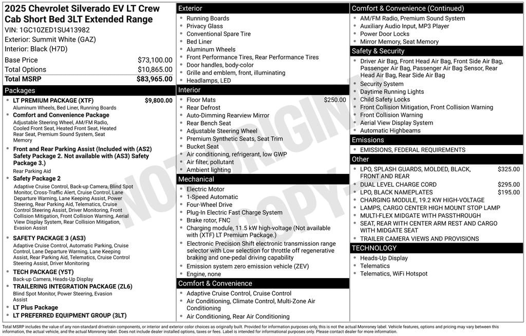 New 2025 Chevrolet Silverado EV LT - Extended Range Truck