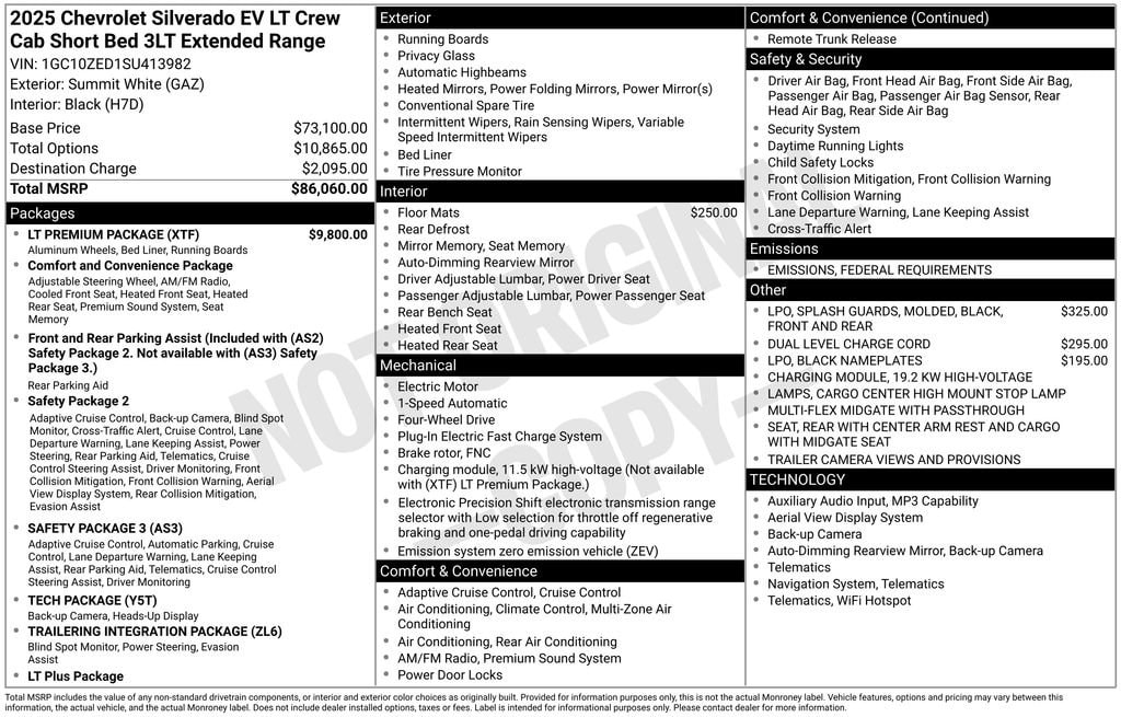 New 2025 Chevrolet Silverado EV LT - Extended Range Truck