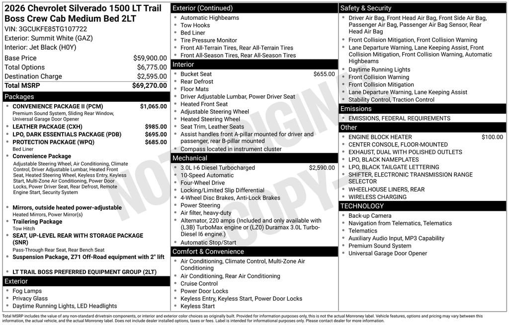 New 2026 Chevrolet Silverado 1500 LT Trail Boss Truck