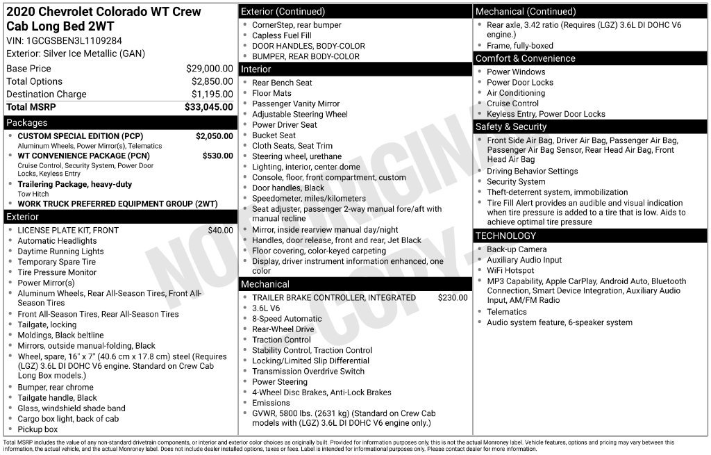 2020 Chevrolet Colorado 2WD Work Truck RWD photo