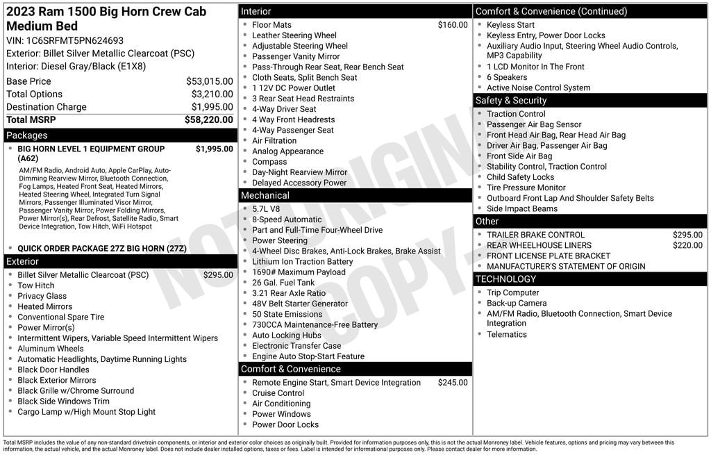 2023 RAM 1500 Big Horn/Lone Star 4x4 Crew Cab 6'4's photo