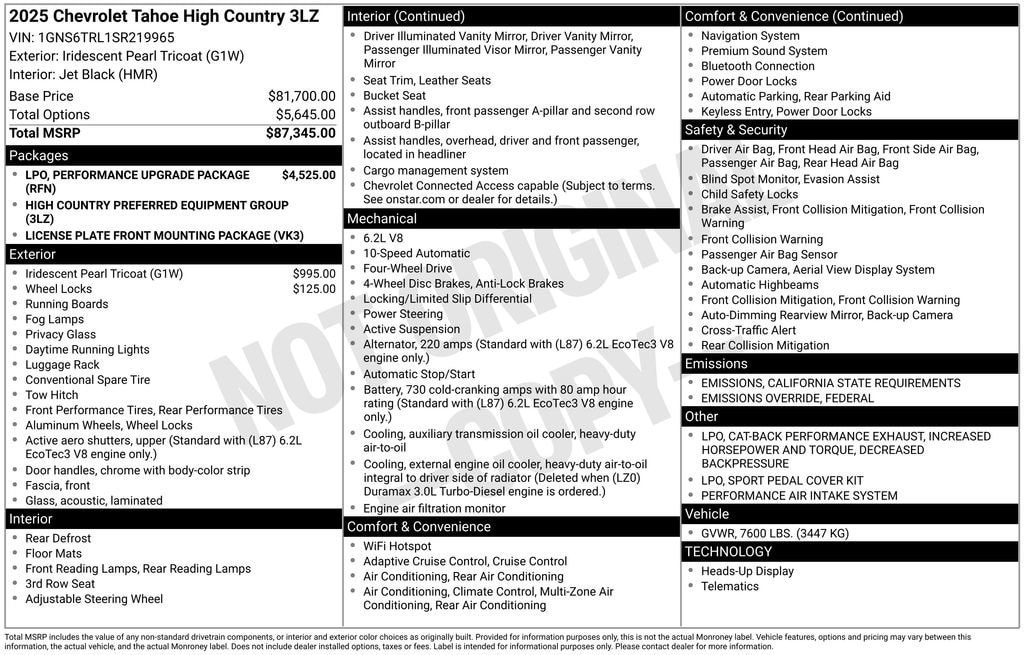 New 2025 Chevrolet Tahoe High Country SUV