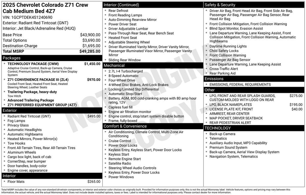New 2025 Chevrolet Colorado Z71 Truck