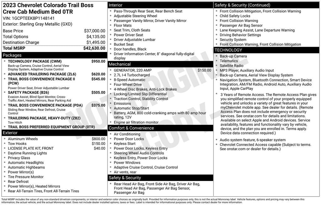Used 2023 Chevrolet Colorado 4WD Trail Boss Truck