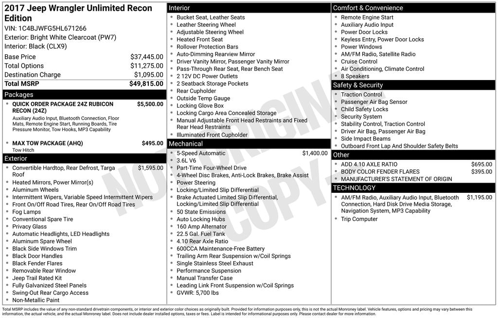 Used 2017 Jeep Wrangler JK Unlimited Rubicon 4x4 SUV