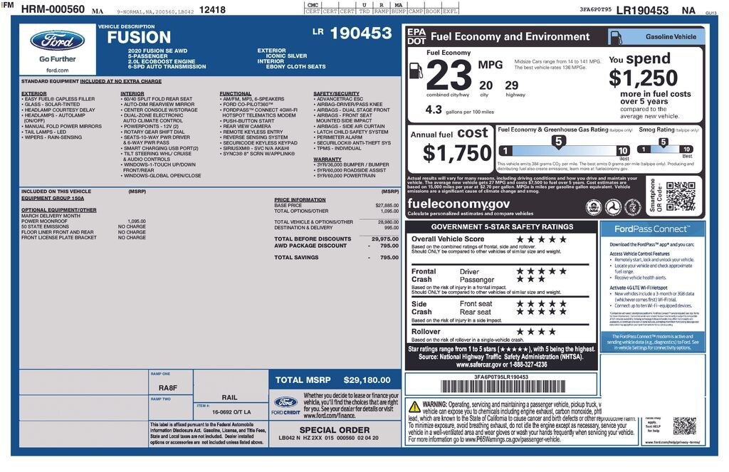 Used 2020 Ford Fusion SE Sedan