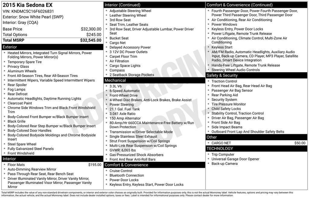 Used 2015 Kia Sedona EX FWD Van