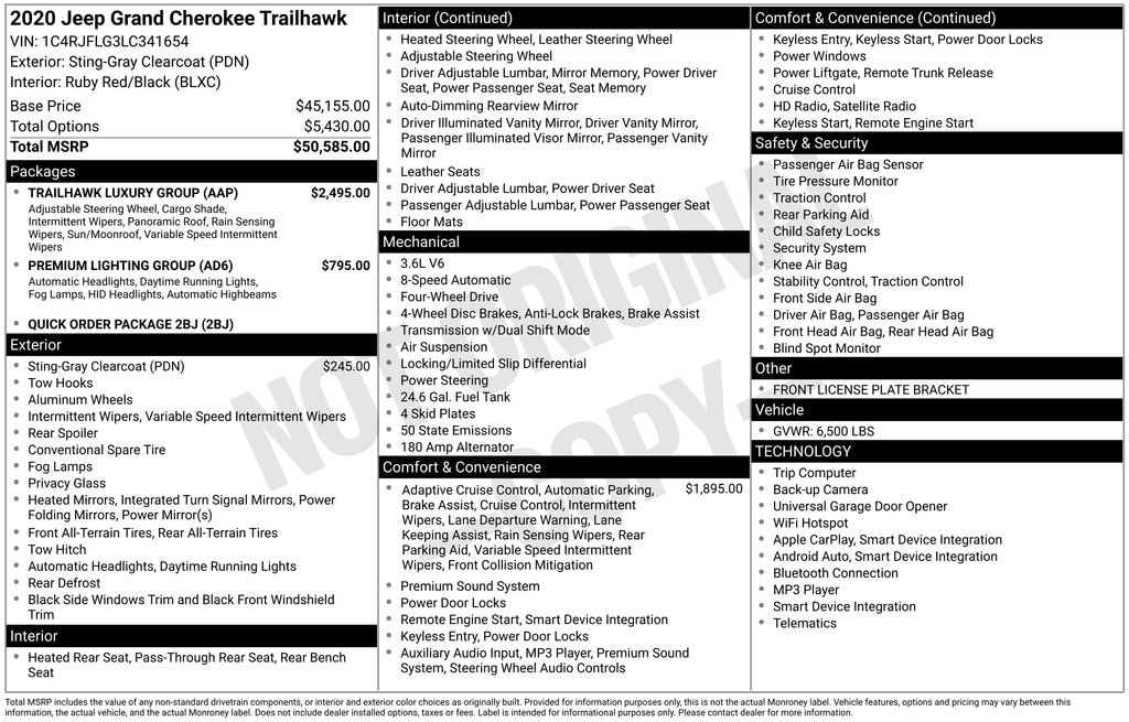 Used 2020 Jeep Grand Cherokee Trailhawk SUV