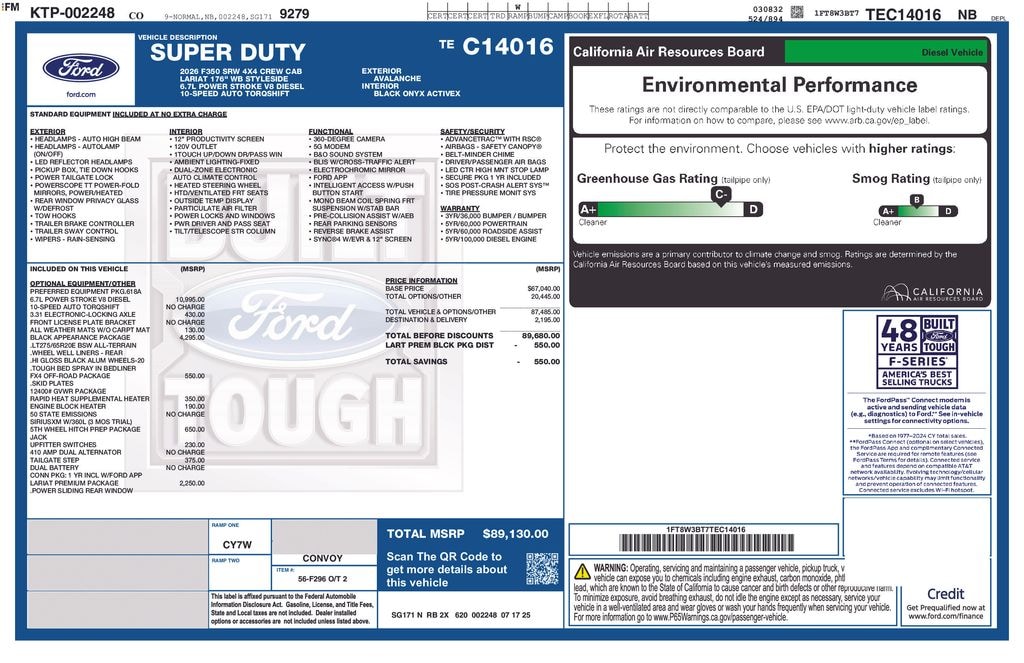 New 2026 Ford F-350SD Lariat Truck Crew Cab