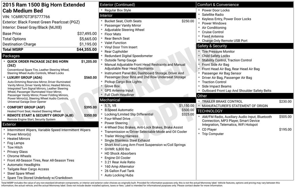 Used 2015 Ram 1500 SLT Truck Quad Cab