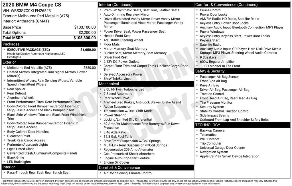 Used 2020 BMW M4 CS Coupe