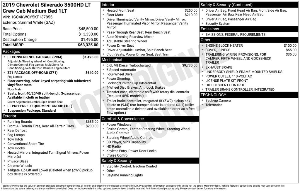 Used 2019 Chevrolet Silverado 3500HD LT Truck Crew Cab