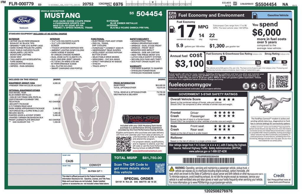 New 2025 Ford Mustang Dark Horse Coupe