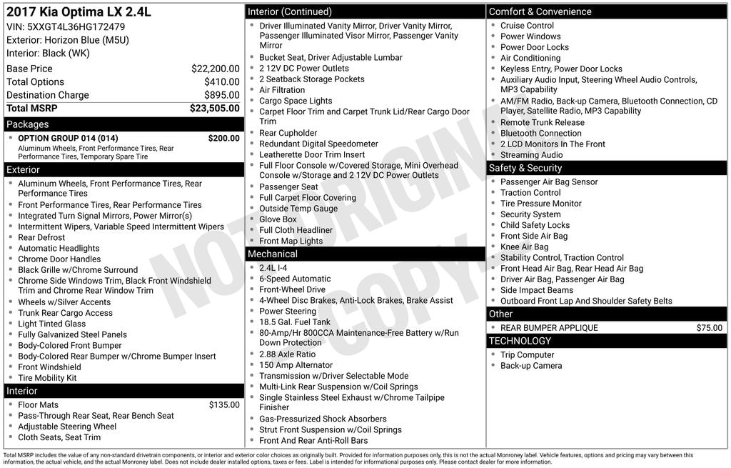 Used 2017 Kia Optima LX Sedan
