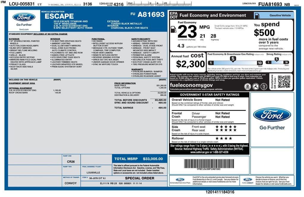 Used 2015 Ford Escape Titanium SUV