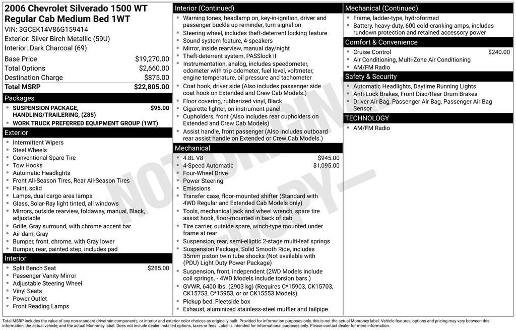 Used 2006 Chevrolet Silverado 1500 LT1 Truck Regular Cab