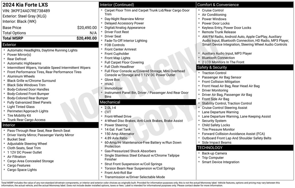Used 2024 Kia Forte LXS Sedan