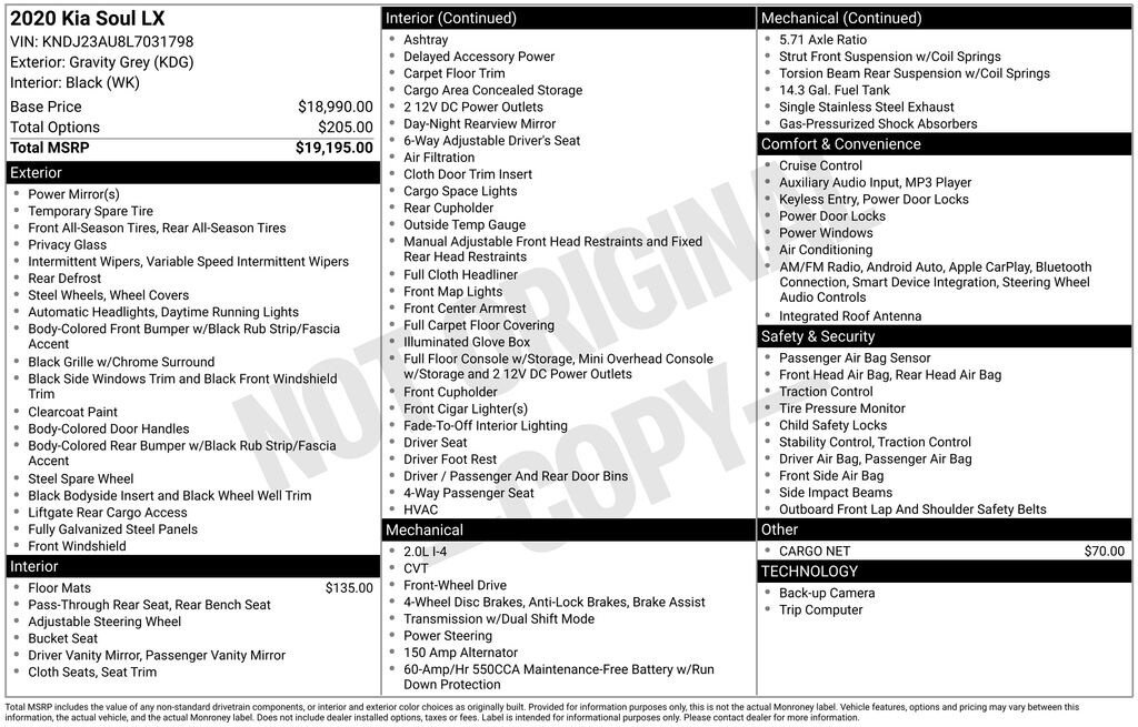 Used 2020 Kia Soul LX Hatchback