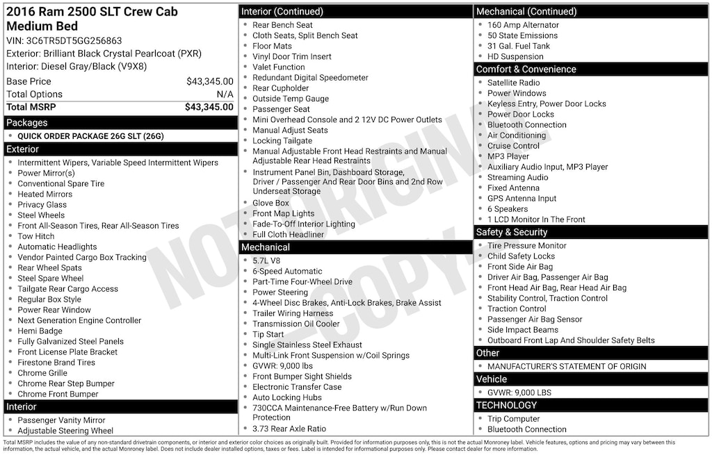 Used 2016 Ram 2500 SLT Truck Crew Cab