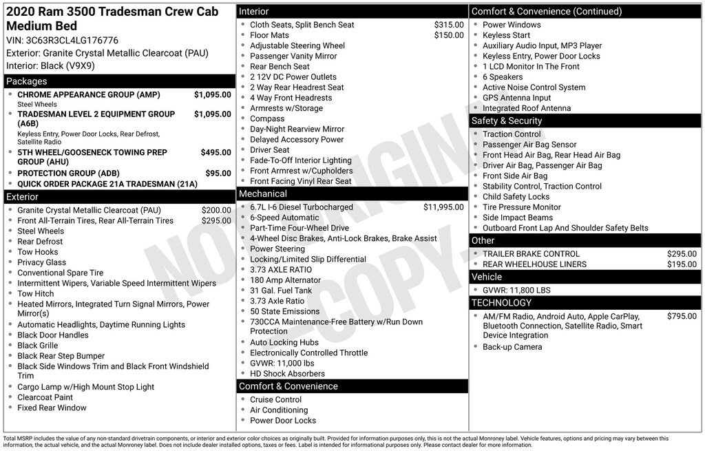 Used 2020 Ram 3500 Tradesman Truck Crew Cab