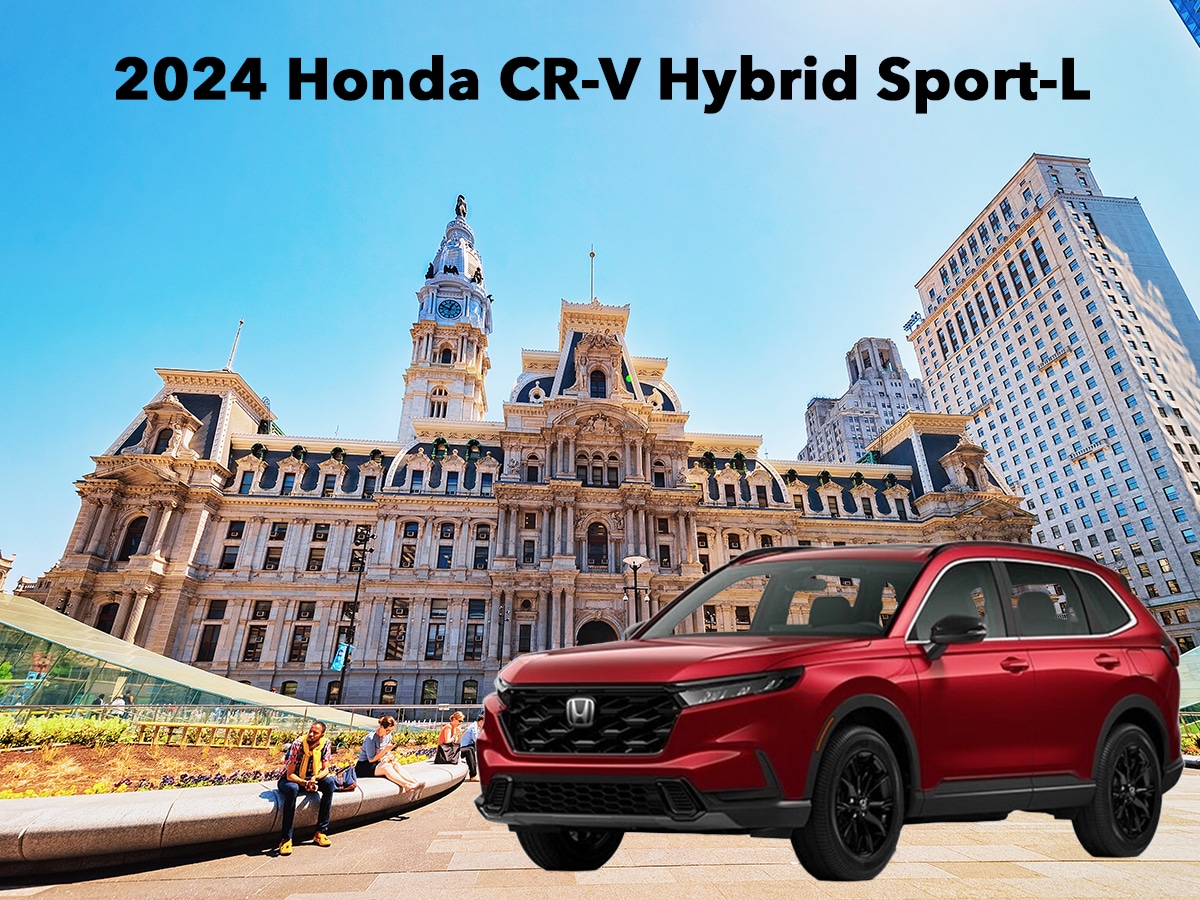 Honda CR-V Hybrid Sport-L in front of Philadelphia City Hall.