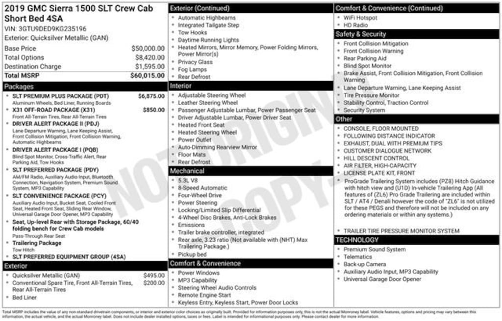 Used 2019 GMC Sierra 1500 SLT Truck