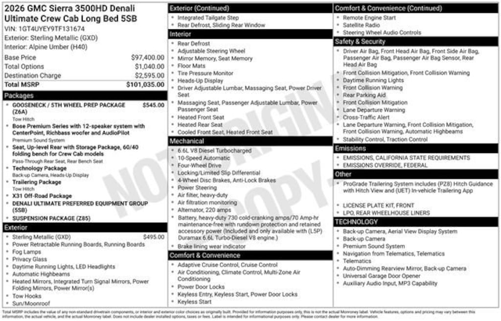 New 2026 GMC Sierra 3500 HD Denali Ultimate DRW Truck