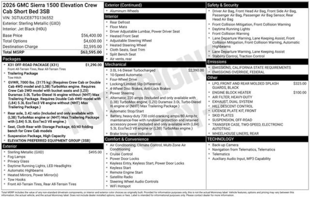 New 2026 GMC Sierra 1500 Elevation Truck