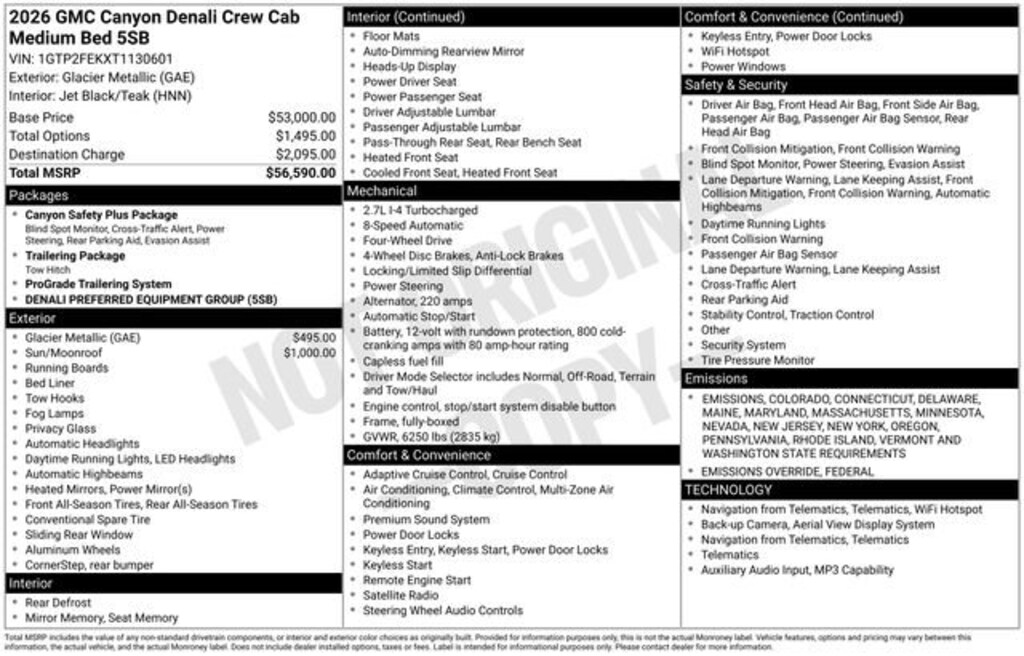 New 2026 GMC Canyon Denali Truck