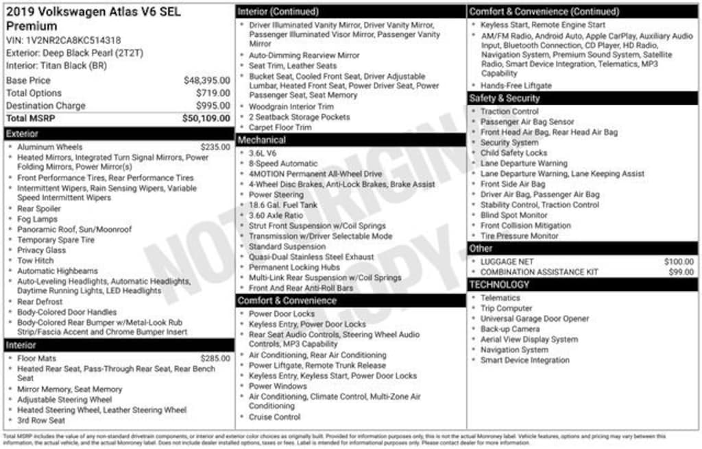 Used 2019 Volkswagen Atlas 3.6L V6 SEL Premium