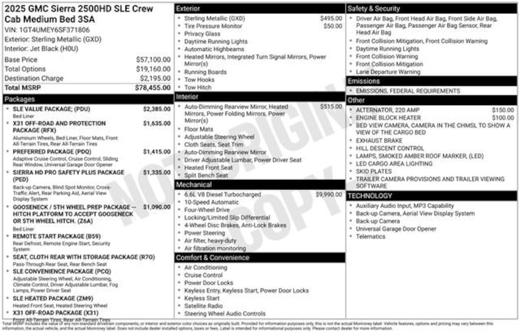 New 2025 GMC Sierra 2500 HD SLE Truck