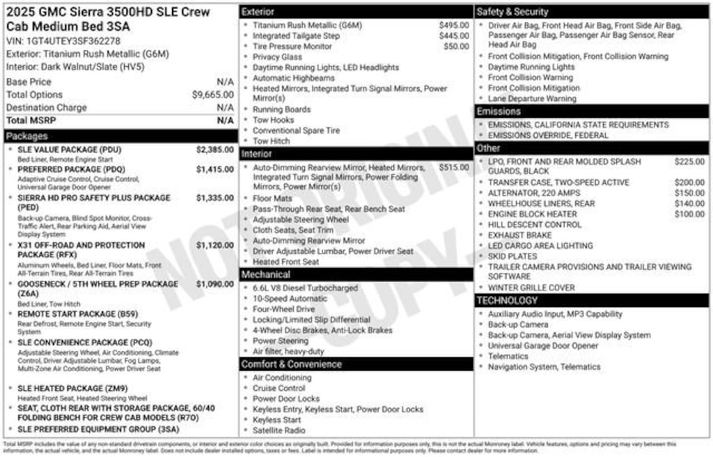 New 2025 GMC Sierra 3500 HD SLE Truck