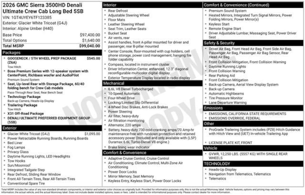 New 2026 GMC Sierra 3500 HD Denali Ultimate Truck