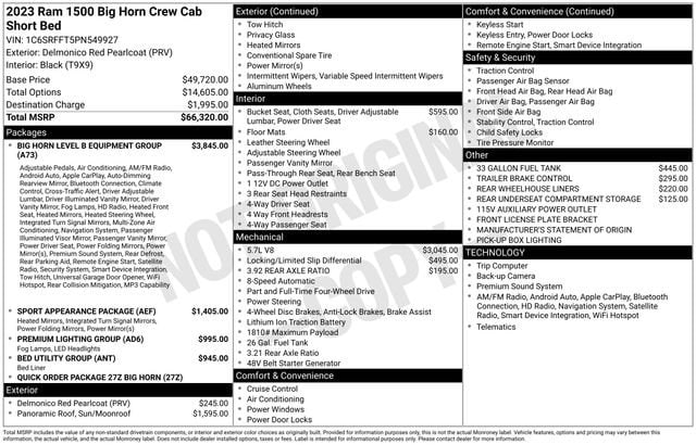 2023 RAM 1500 Big Horn/Lone Star 4x4 Crew Cab 5'7's photo